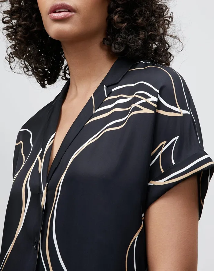 Women Lafayette 148 New York Dresses Petite Sawyer Dress In Garden Contour Print Black Multi