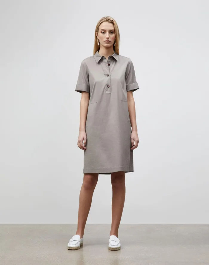 Women Lafayette 148 New York Dresses PlusSize Conroy Dress In Classic Stretch Cotton Mink Grey1