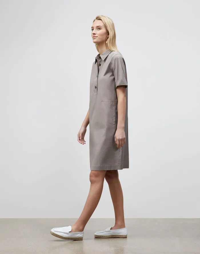 Women Lafayette 148 New York Dresses PlusSize Conroy Dress In Classic Stretch Cotton Mink Grey1