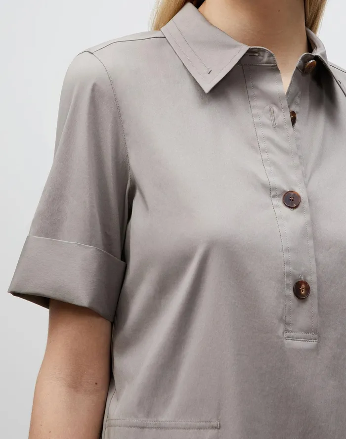 Women Lafayette 148 New York Dresses PlusSize Conroy Dress In Classic Stretch Cotton Mink Grey1