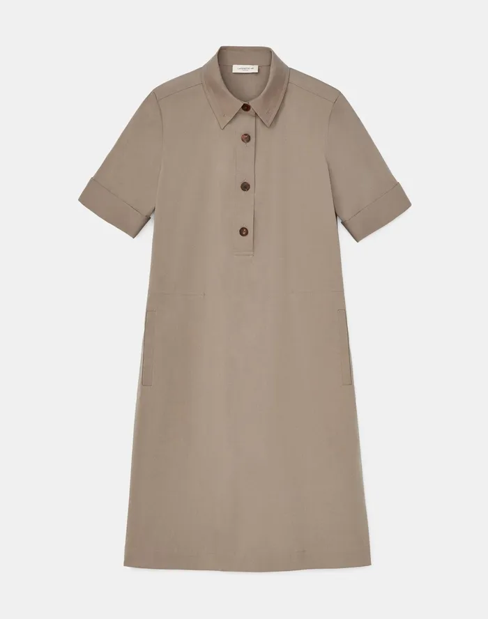 Women Lafayette 148 New York Dresses PlusSize Conroy Dress In Classic Stretch Cotton Mink Grey1