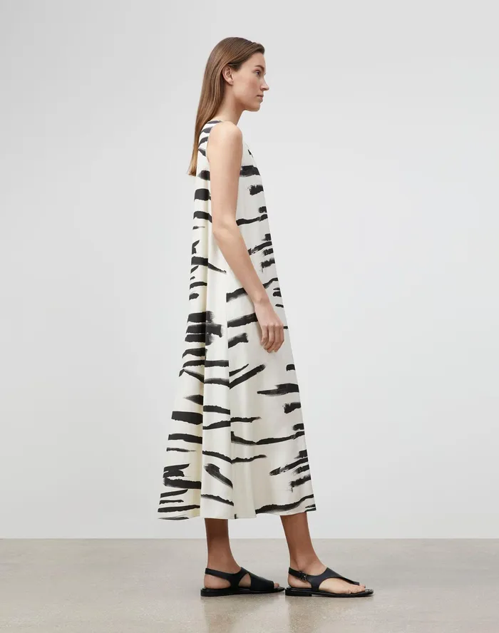 Women Lafayette 148 New York Dresses PlusSize Ross Dress In Painted Zebra Stripe Print Drape Cloth Creme Fraiche Multi