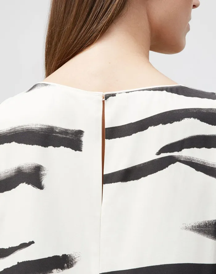 Women Lafayette 148 New York Dresses PlusSize Ross Dress In Painted Zebra Stripe Print Drape Cloth Creme Fraiche Multi