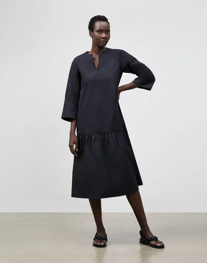 Women Lafayette 148 New York Dresses Sander Dress In Italian Sculpted KindCotton Black