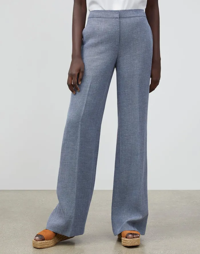 Women Lafayette 148 New York Pants and Shorts Dalton Pant In Italian LinenVirgin Wool Bluestone Multi Women Lafayette 148 New York Pants and Shorts Dalton Pant In Italian LinenVirgin Wool Bluestone Multi