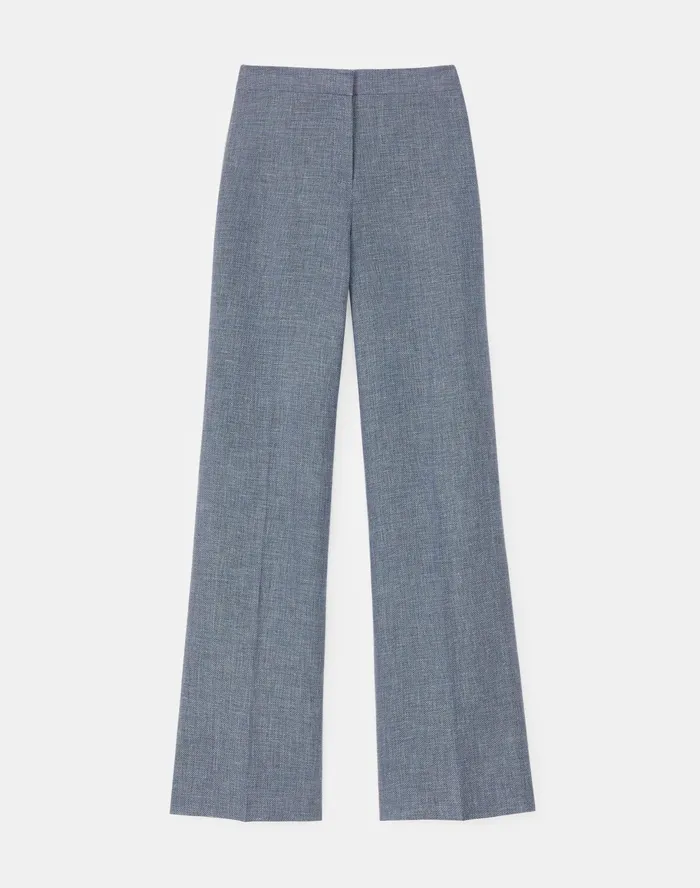 Women Lafayette 148 New York Pants and Shorts Dalton Pant In Italian LinenVirgin Wool Bluestone Multi