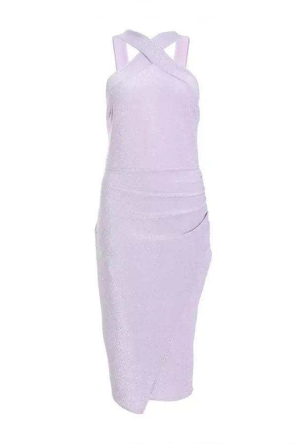 Women Lilac Glitter Wrap Midi Dress Quiz Clothing Dresses
