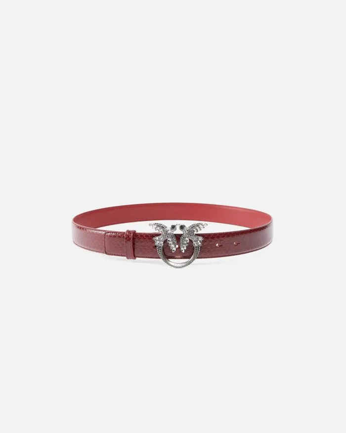 Women Limited Edition Pinko 3cm Glossy Python Leather Belt PINKO Galleria Cordovan Tanold Silver
