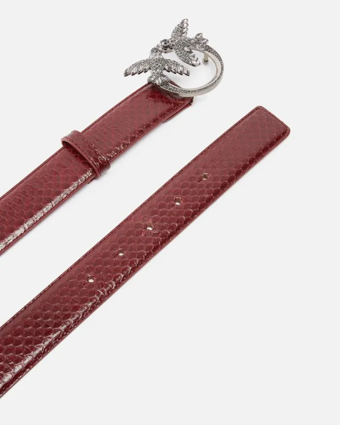 Women Limited Edition Pinko 3cm Glossy Python Leather Belt PINKO Galleria Cordovan Tanold Silver Women Limited Edition Pinko 3cm Glossy Python Leather Belt PINKO Galleria Cordovan Tanold Silver