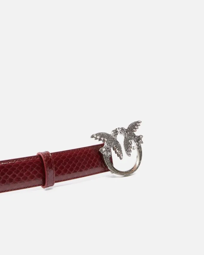 Women Limited Edition Pinko 3cm Glossy Python Leather Belt PINKO Galleria Cordovan Tanold Silver Women Limited Edition Pinko 3cm Glossy Python Leather Belt PINKO Galleria Cordovan Tanold Silver