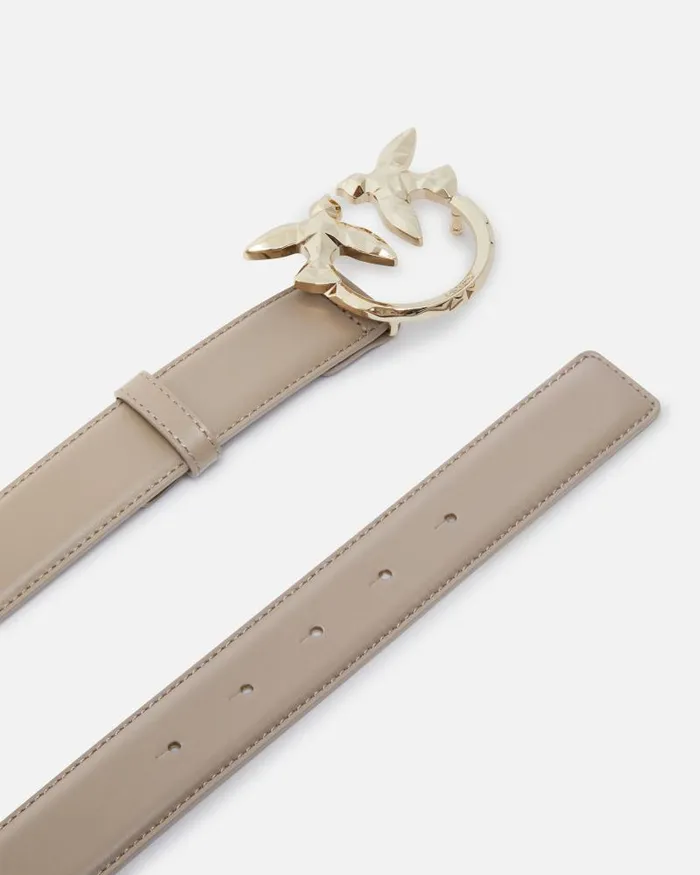 Women Limited Edition Pinko 3cm Leather Belt With Bird Buckle PINKO Galleria Lit Ashlightgold Women Limited Edition Pinko 3cm Leather Belt With Bird Buckle PINKO Galleria Lit Ashlightgold