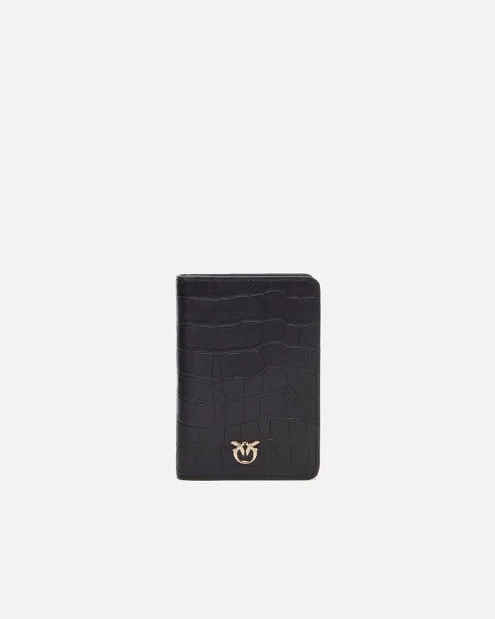 Women Limited Edition Pinko Crocodile Print Leather Passport Holder PINKO Galleria Blacklight Gold