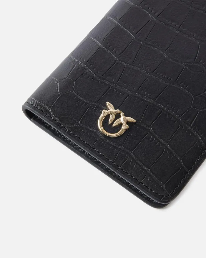 Women Limited Edition Pinko Crocodile Print Leather Passport Holder PINKO Galleria Blacklight Gold Women Limited Edition Pinko Crocodile Print Leather Passport Holder PINKO Galleria Blacklight Gold