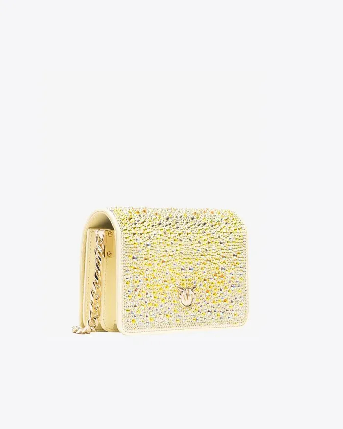 Women Limited Edition Pinko PINKO Galleria Fullrhinestone Mini Love Bag Click Safari Beigelightgold Women Limited Edition Pinko PINKO Galleria Fullrhinestone Mini Love Bag Click Safari Beigelightgold