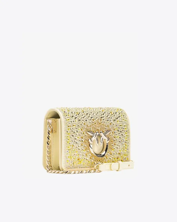Women Limited Edition Pinko PINKO Galleria Fullrhinestone Mini Love Bag Click Safari Beigelightgold Women Limited Edition Pinko PINKO Galleria Fullrhinestone Mini Love Bag Click Safari Beigelightgold