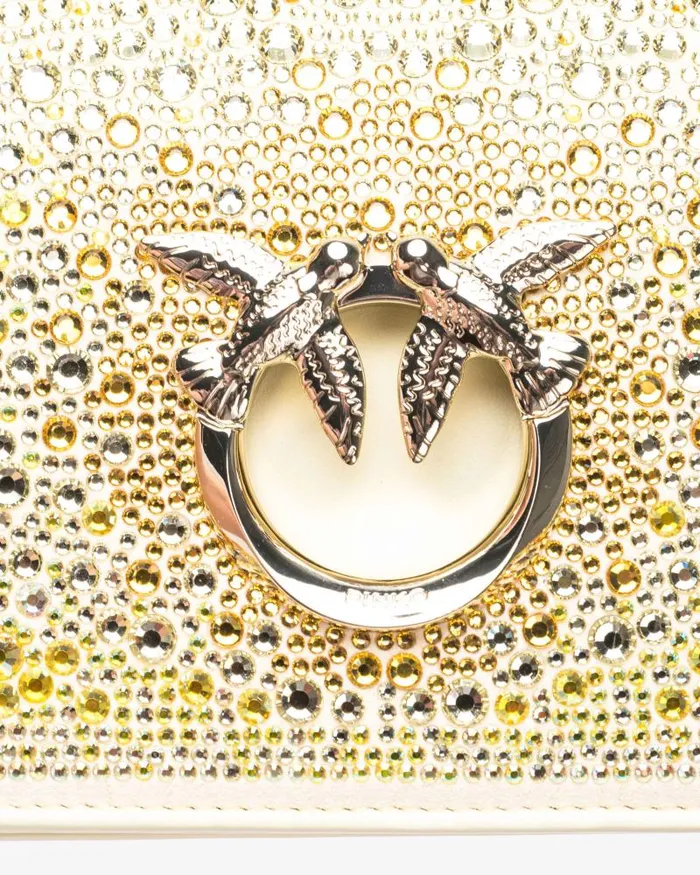 Women Limited Edition Pinko PINKO Galleria Fullrhinestone Mini Love Bag Click Safari Beigelightgold Women Limited Edition Pinko PINKO Galleria Fullrhinestone Mini Love Bag Click Safari Beigelightgold