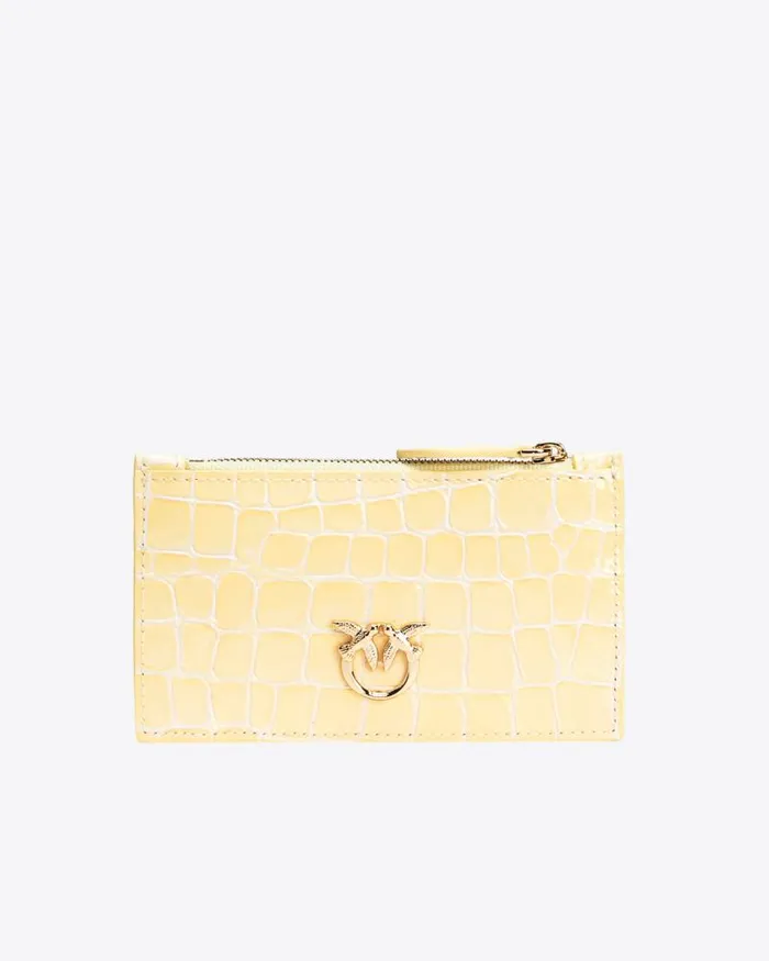 Women Limited Edition Pinko PINKO Galleria Shiny Crocprint Card Holder Haylightgold