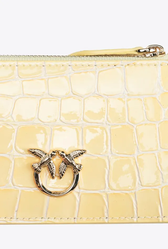Women Limited Edition Pinko PINKO Galleria Shiny Crocprint Card Holder Haylightgold Women Limited Edition Pinko PINKO Galleria Shiny Crocprint Card Holder Haylightgold
