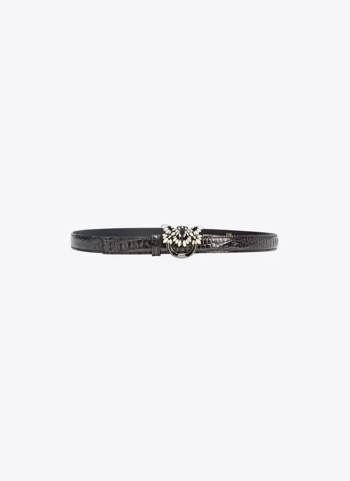Women Limited Edition Pinko PINKO Galleria Thin 2cm Crocprint Belt With Love Birds Buckle Blacklight Gold Women Limited Edition Pinko PINKO Galleria Thin 2cm Crocprint Belt With Love Birds Buckle Blacklight Gold