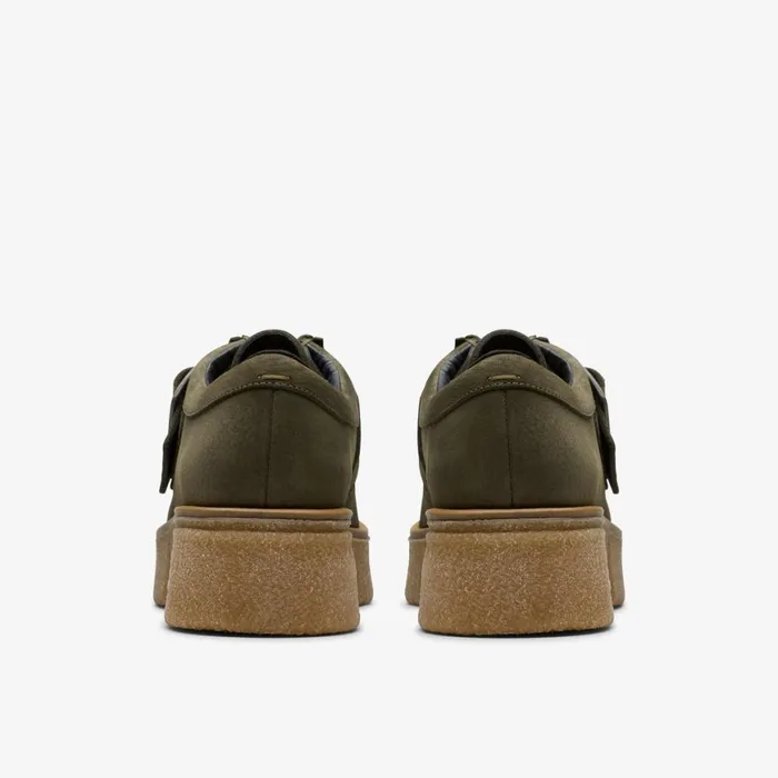 Women Linoso Monk Dark Green Nubuck Clarks Loafers and Oxfords