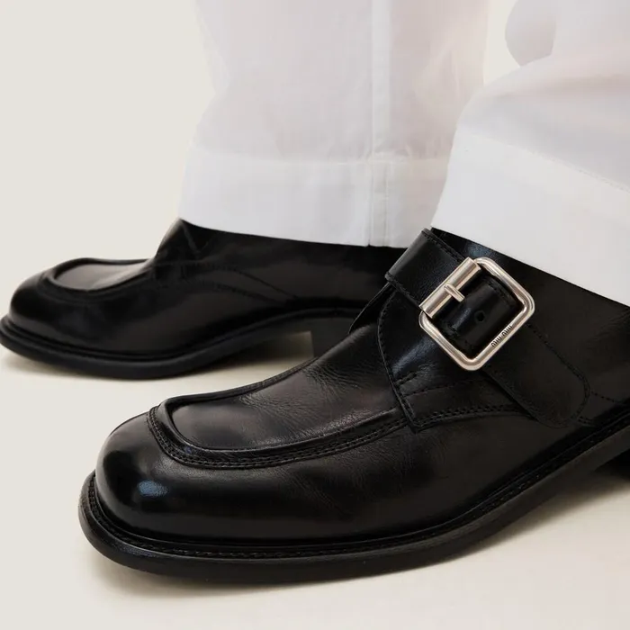 Women Loafers And LaceUps Miu Miu Leather Brogue Shoes Black