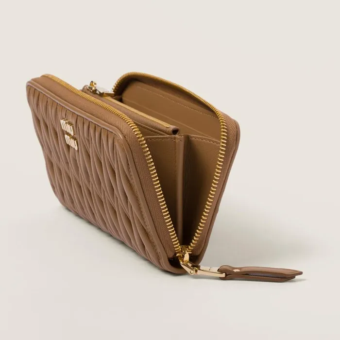 Women Long Wallets Miu Miu Large Matelass Nappa Leather Wallet Caramel Women Long Wallets Miu Miu Large Matelass Nappa Leather Wallet Caramel