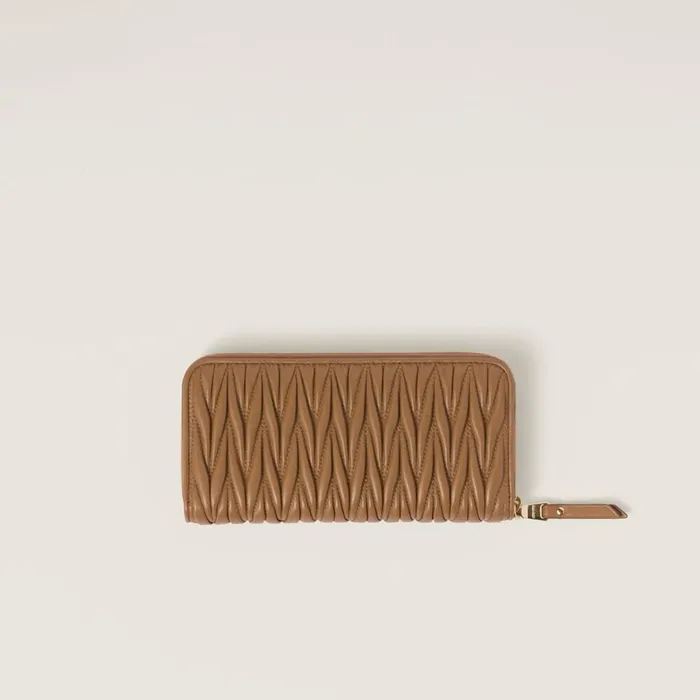 Women Long Wallets Miu Miu Large Matelass Nappa Leather Wallet Caramel Women Long Wallets Miu Miu Large Matelass Nappa Leather Wallet Caramel