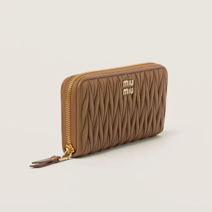 Women Long Wallets Miu Miu Large Matelass Nappa Leather Wallet Caramel Women Long Wallets Miu Miu Large Matelass Nappa Leather Wallet Caramel