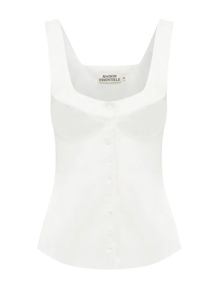 Women Loungewear The UNDONE Maison Essentiele 8211 Button Down Vest in Optic White