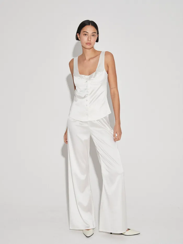 Women Loungewear The UNDONE Maison Essentiele 8211 Button Down Vest in Optic White