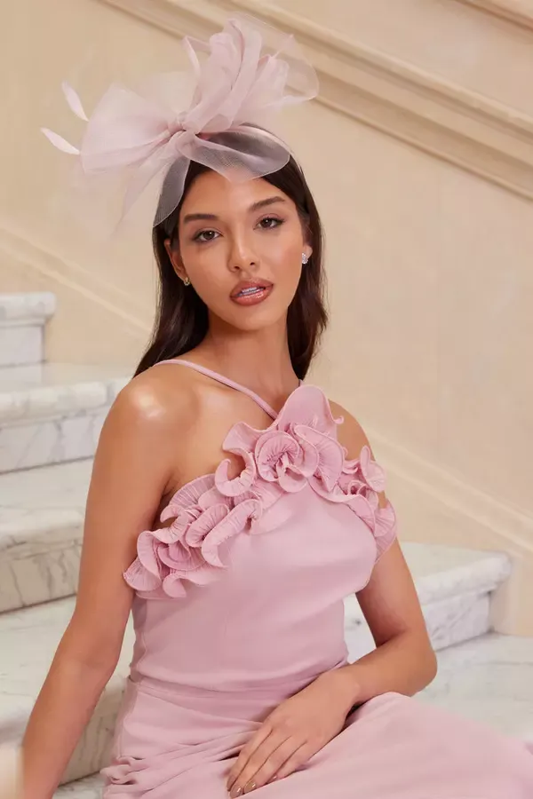 Women Mauve Feather Headband Fascinator Quiz Clothing Fascinators