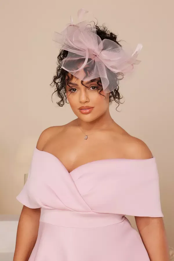 Women Mauve Feather Headband Fascinator Quiz Clothing Fascinators