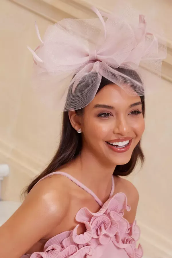 Women Mauve Feather Headband Fascinator Quiz Clothing Fascinators