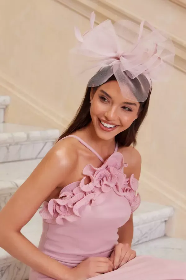 Women Mauve Feather Headband Fascinator Quiz Clothing Fascinators