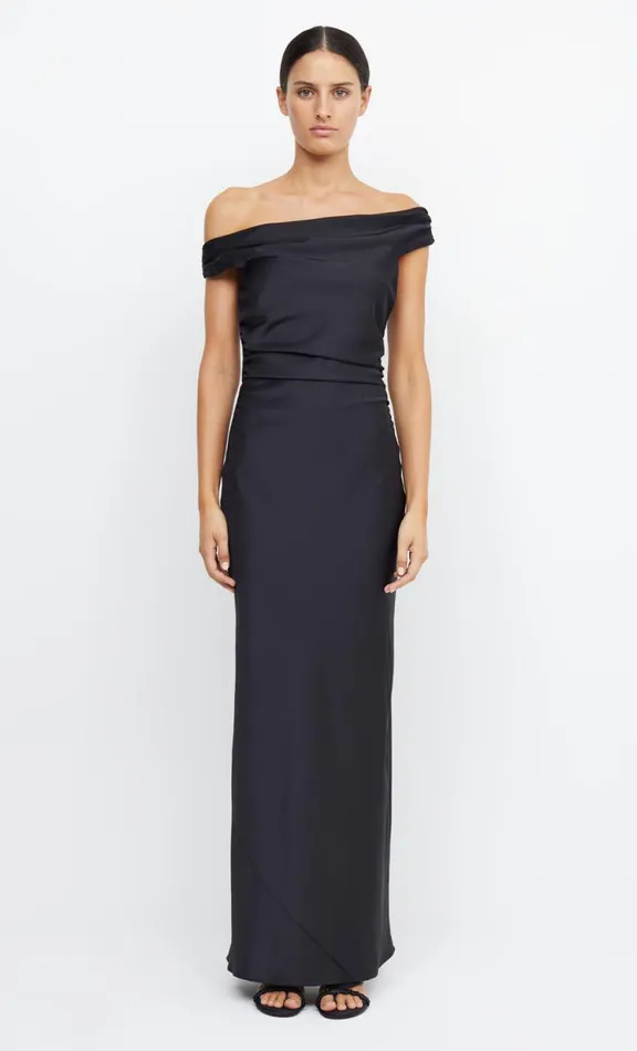 Women Maxi Dresses Bec Bridge ETERNITY OFF SHOULDER MAXI 8211 BLACK