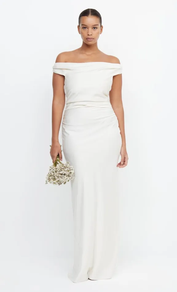 Women Maxi Dresses Bec Bridge ETERNITY OFF SHOULDER MAXI 8211 CREAM