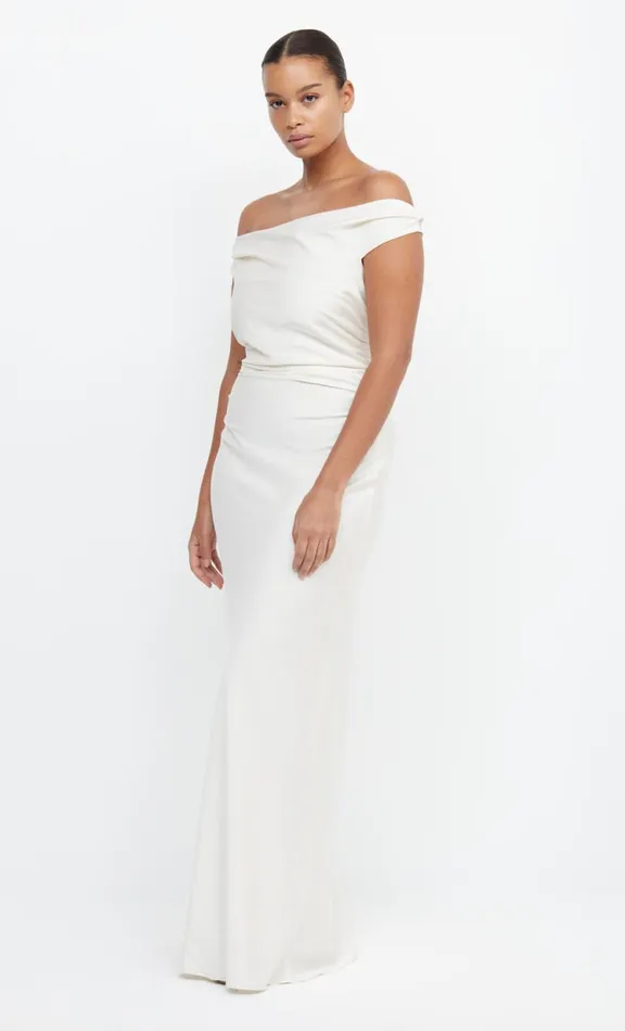 Women Maxi Dresses Bec Bridge ETERNITY OFF SHOULDER MAXI 8211 CREAM