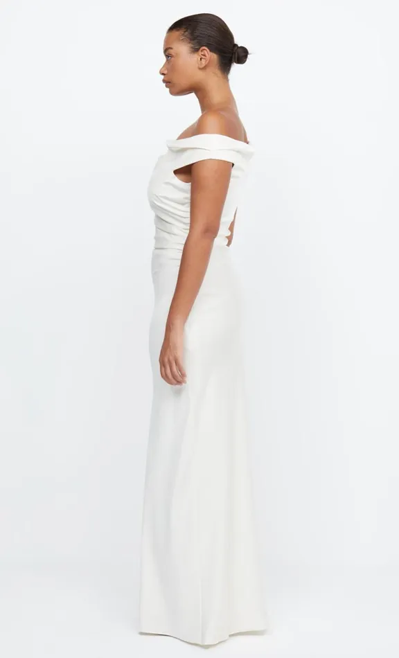 Women Maxi Dresses Bec Bridge ETERNITY OFF SHOULDER MAXI 8211 CREAM