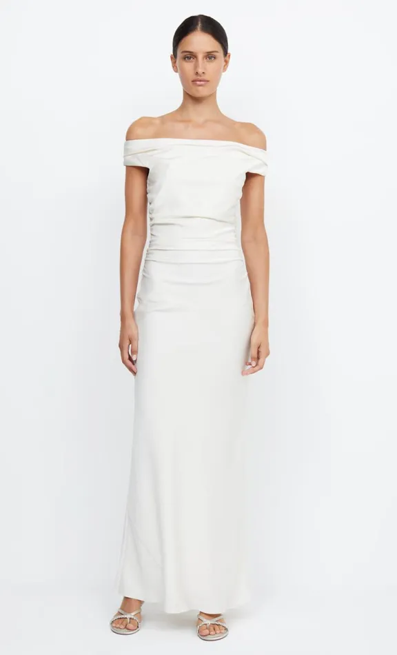 Women Maxi Dresses Bec Bridge ETERNITY OFF SHOULDER MAXI 8211 CREAM
