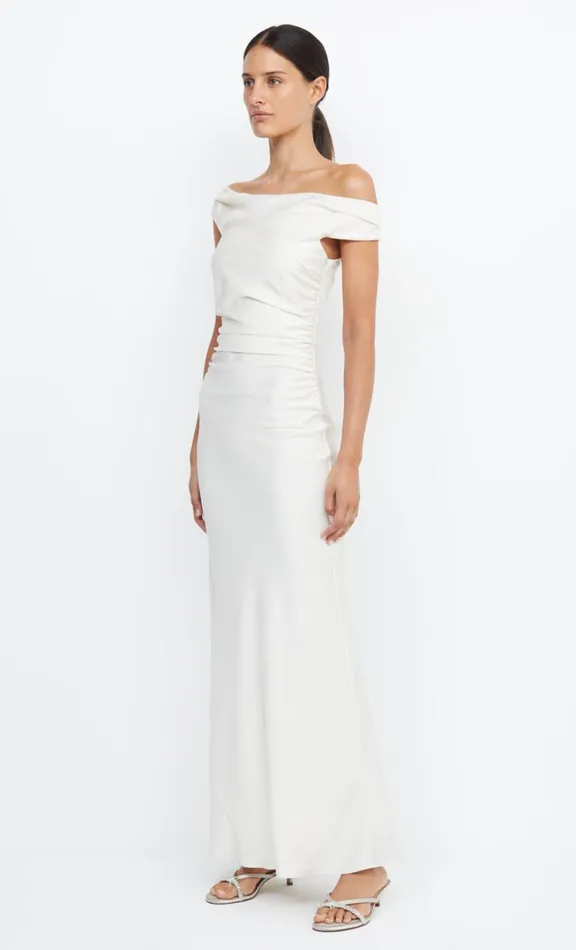 Women Maxi Dresses Bec Bridge ETERNITY OFF SHOULDER MAXI 8211 CREAM
