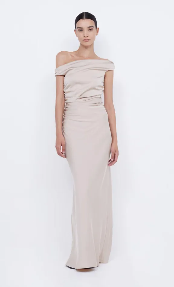 Women Maxi Dresses Bec Bridge ETERNITY OFF SHOULDER MAXI 8211 SAND