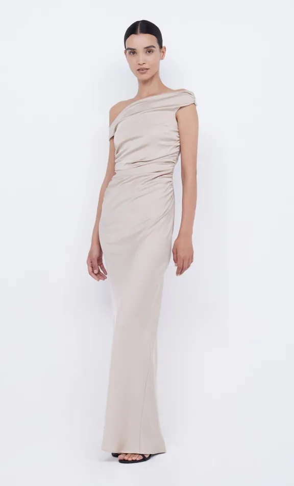 Women Maxi Dresses Bec Bridge ETERNITY OFF SHOULDER MAXI 8211 SAND