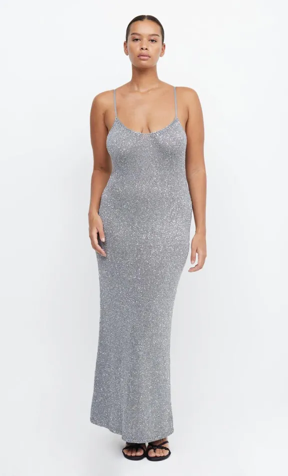 Women Maxi Dresses Bec Bridge SADIE SEQUIN KNIT SLIP DRESS 8211 CHARCOAL