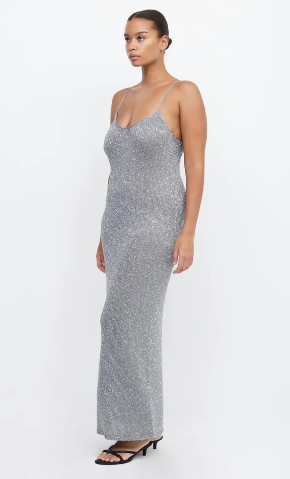 Women Maxi Dresses Bec Bridge SADIE SEQUIN KNIT SLIP DRESS 8211 CHARCOAL