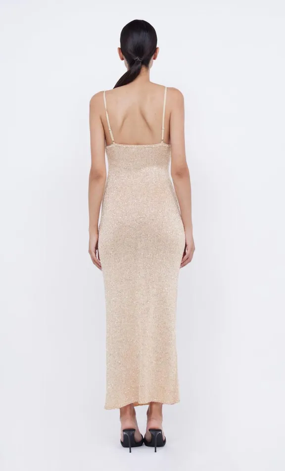 Women Maxi Dresses Bec Bridge SADIE SEQUIN KNIT SLIP DRESS 8211 GOLD