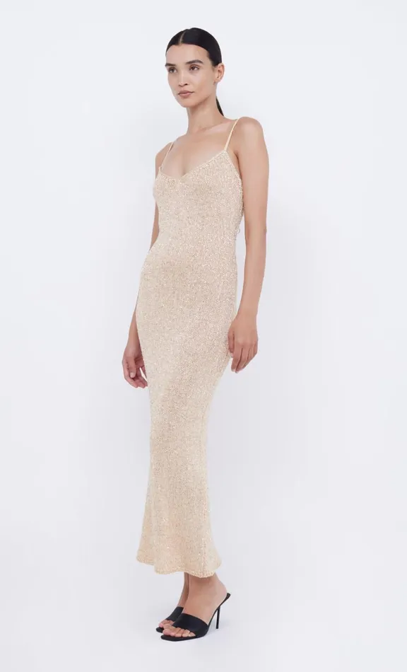 Women Maxi Dresses Bec Bridge SADIE SEQUIN KNIT SLIP DRESS 8211 GOLD