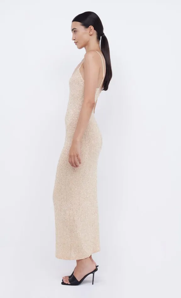 Women Maxi Dresses Bec Bridge SADIE SEQUIN KNIT SLIP DRESS 8211 GOLD