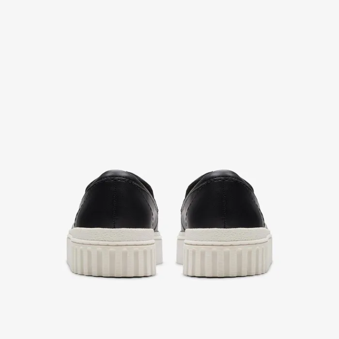Women Mayhill Cove Black Leather Clarks Loafers and Oxfords