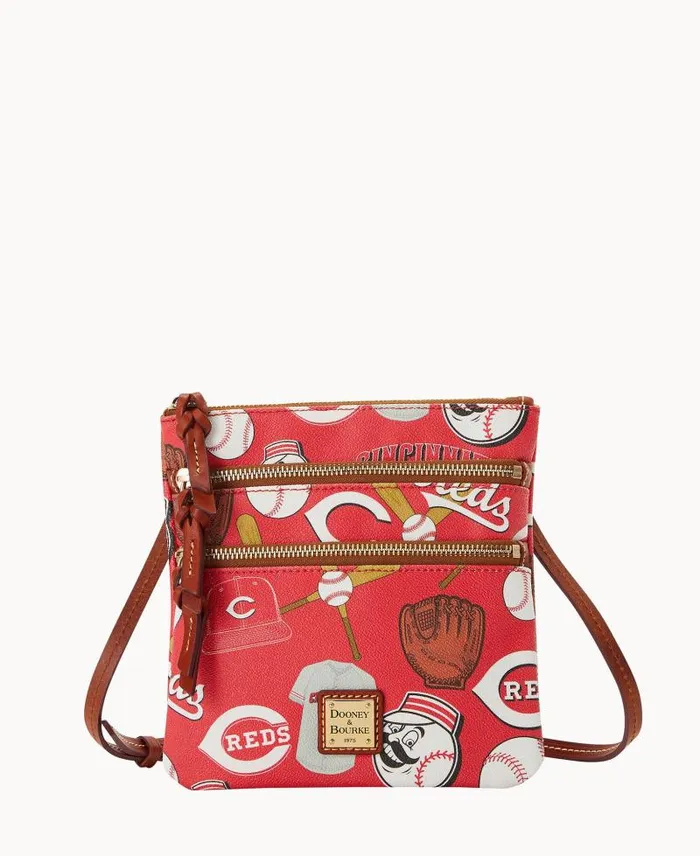 WomenMen Crossbodies Dooney and Bourke MLB Reds N S Triple Zip Crossbody Reds