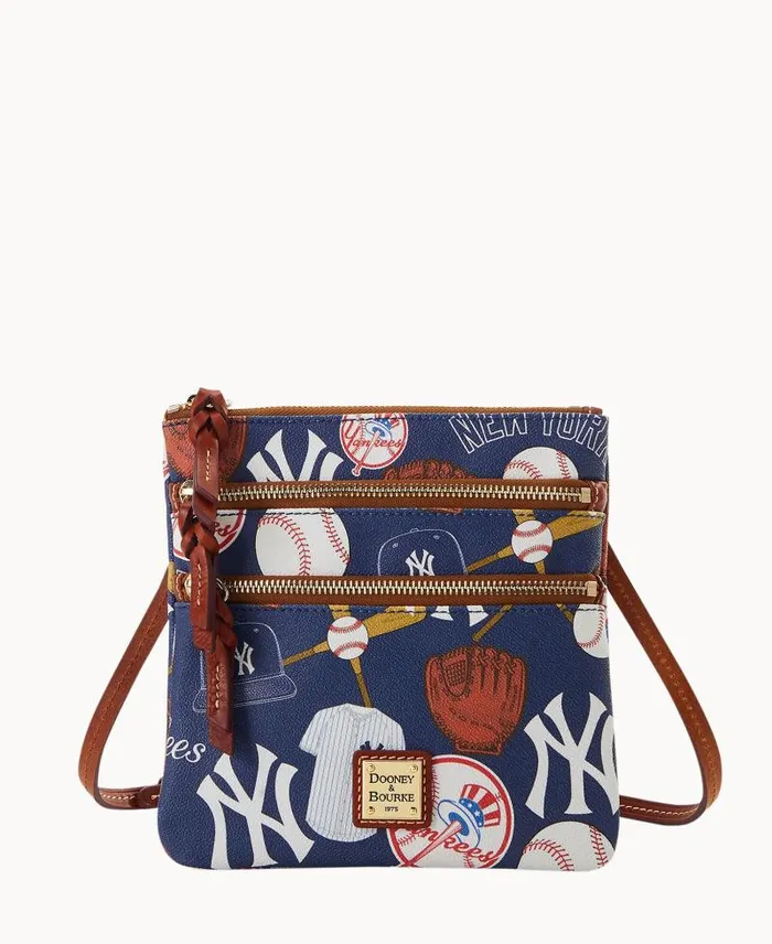 WomenMen Crossbodies Dooney and Bourke MLB Yankees N S Triple Zip Crossbody Yankees